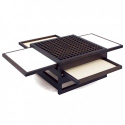 TETRA lable modulable en iroko teintè wengé de Sculptures Jeux