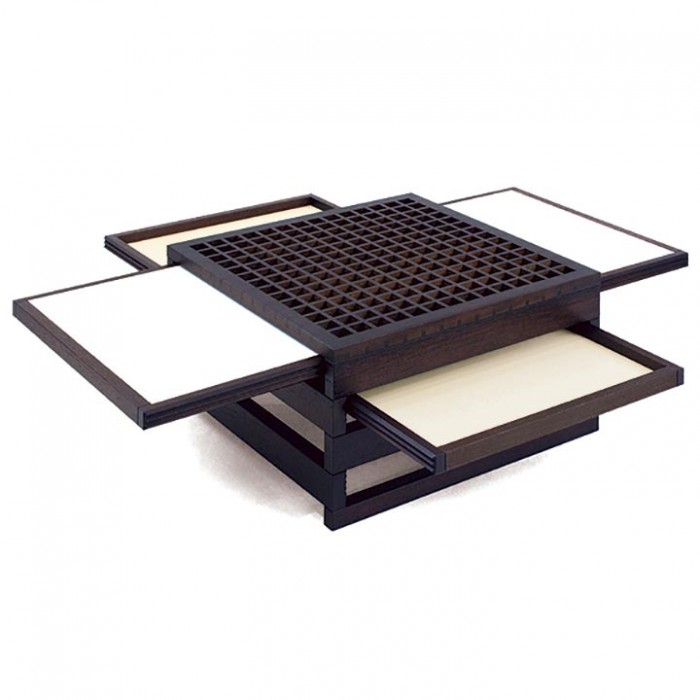 TETRA lable modulable en iroko teintè wengé de Sculptures Jeux