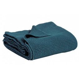 Couvre-lit Vivaraise en coton gaufré MAIA coloris TOPAZE
