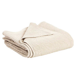 Couvre-lit Vivaraise en coton gaufré MAIA coloris IVOIRE