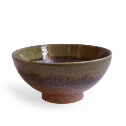 Bol à piler japonais suribachi en grès brun, intérieur rainuré