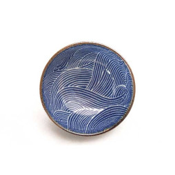 Bol à riz japonais bleu en porcelaine SEGAIA motif vagues de l'océan