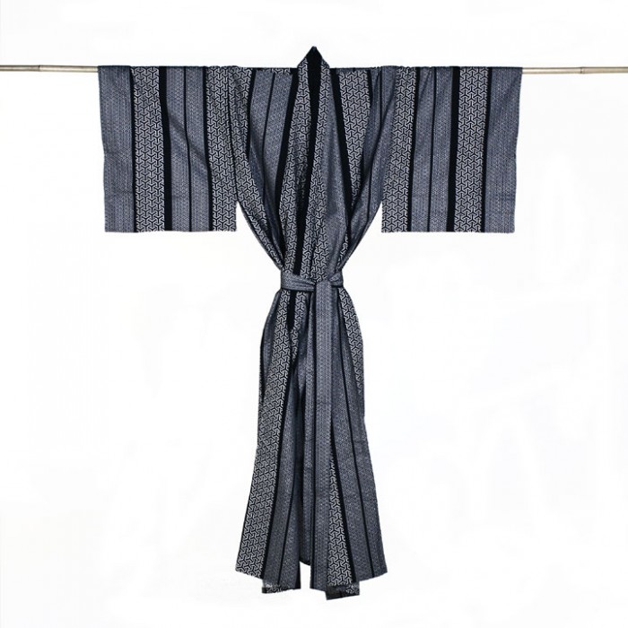 Yukata homme SUICHOKU bleu marine en coton, motif de lignes verticales