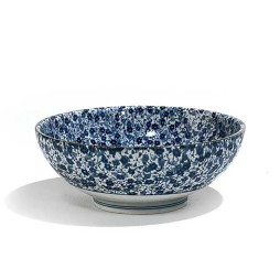 Bol japonais KAÏKA en porcelaine décorée de petites fleurs bleues