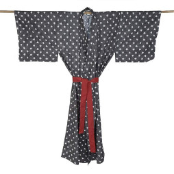 Yukata japonais homme motif HASHU sur fond gris
