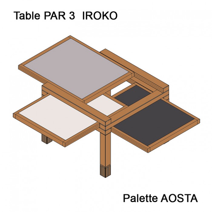 Table PAR TROIS iroko ou hêtre de Sculptures Jeux