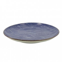 Assiette japonaise bleue en porcelaine SEGAIA motif vagues de l'océan
