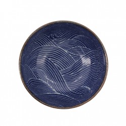 Bol japonaise bleue en porcelaine SEGAIA motif vagues de l'océan