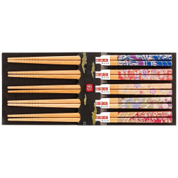 Set de cinq baguettes japonaises FLOWER DESIGN assorties.