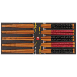 Set de cinq baguettes japonaises STAR DESIGN assorties.