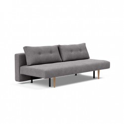 Modulable avec une structure en métal, pieds et accoudoirs en chêne massif.