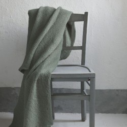 Plaid MAÏA coton recyclé nid d'abeille Vert de gris 140x200