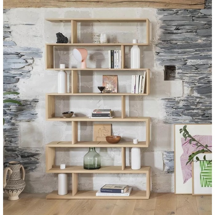 Bibliothèque BIBLIOFLEUR – Chêne massif & céramique – Design Pierre Rochepeau – Drugeot Manufacture