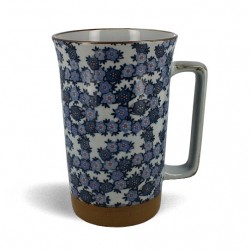 grand mug du japon fleurettes bleues 600 ml bleu gris anse large