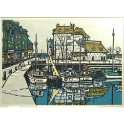 Estampe japonaise Takuma Hanawa Port d'Honfleur