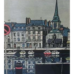 Estampe japonaise Takuma Hanawa Port avec Yacht