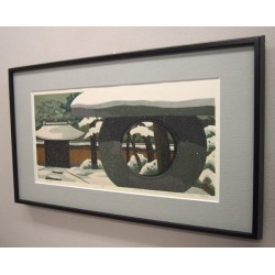 Masao Ido estampe japonaise temple neige