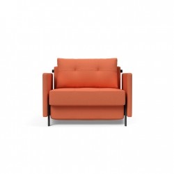 Modulable avec une structure en métal, pieds et accoudoirs en chêne massif.