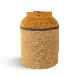 Corbeille TRIBAL 7 en jacinthe d'eau, couleur ocre