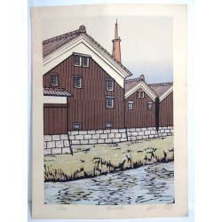 Brasseries de saké de Chūshojima | Gravure de Katsuyuki Nishijima