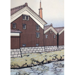 Brasseries de saké de Chūshojima | Gravure de Katsuyuki Nishijima