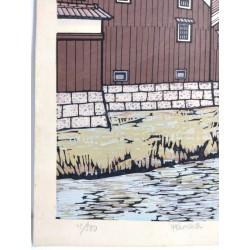 Brasseries de saké de Chūshojima | Gravure de Katsuyuki Nishijima