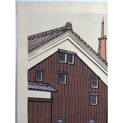 Brasseries de saké de Chūshojima | Gravure de Katsuyuki Nishijima