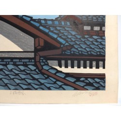 Maison traditionnelle japonaise | Estampe de Katsuyuki Nishijima