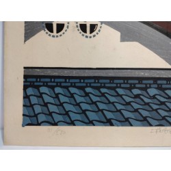 Maison traditionnelle japonaise | Estampe de Katsuyuki Nishijima