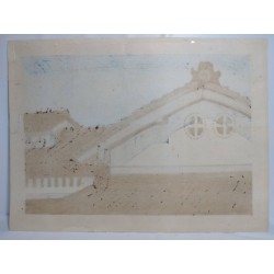 Maison traditionnelle japonaise | Estampe de Katsuyuki Nishijima
