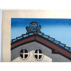 Maison traditionnelle japonaise | Estampe de Katsuyuki Nishijima