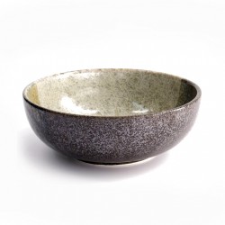 Saladier japonais avec cerisier en motif sur fond bleu foncé.