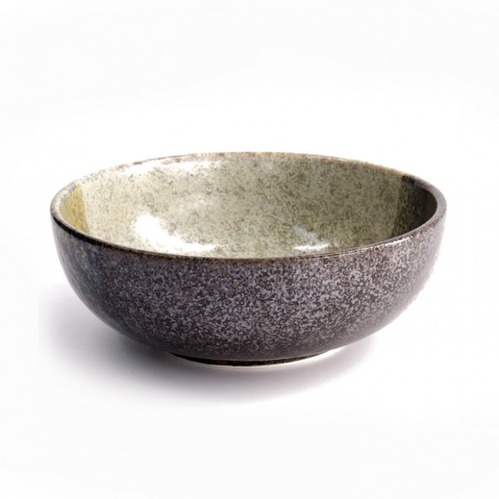 Saladier japonais avec cerisier en motif sur fond bleu foncé.