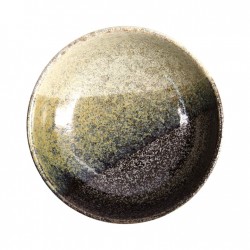 Saladier japonais avec cerisier en motif sur fond bleu foncé.