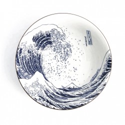 Bol ramen japonais vague Hokusai vue dessus avec décor intérieur