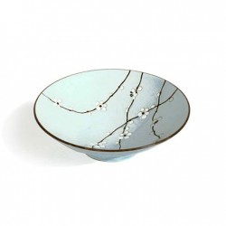 assiette japonaise sakura vert d’eau 24 cm décor fleurs de cerisier