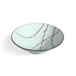 assiette japonaise sakura vert d’eau 24 cm décor fleurs de cerisier