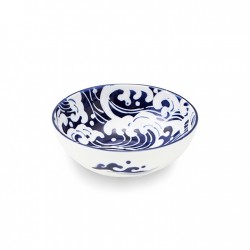 Bol japonais bleu et blanc motif vagues pour riz et soupe