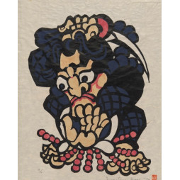 Estampe japonaise Soga Goro Drawing a Sword De Yoshitoshi Mori