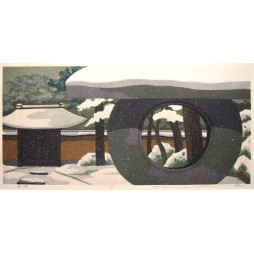 Masao Ido estampe japonaise temple neige
