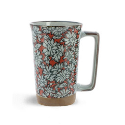 MUG JAPONAIS MARGUERITE sur fond corail