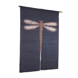 Noren japonais motif libellule en lin ou chanvre, rideau décoratif traditionnel pour porte ou intérieur, style asiatique. livrai