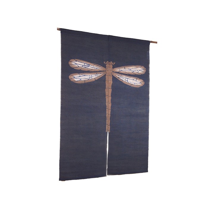 Noren japonais motif libellule en lin ou chanvre, rideau décoratif traditionnel pour porte ou intérieur, style asiatique. livrai