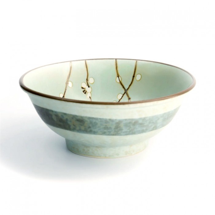 Bol ramen japonais SAKURA vert d’eau décor fleurs de cerisier