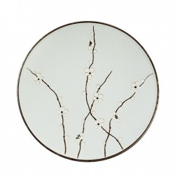 Assiette japonaise ronde Sakura ∅26 cm en grès vert d’eau