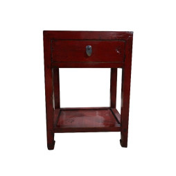 Table d'appoint en pin laqué rouge
