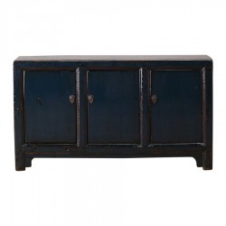 Bahut bleu laqué Chinois en orme 3portes