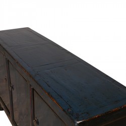 Bahut bleu laqué Chinois en orme 3portes