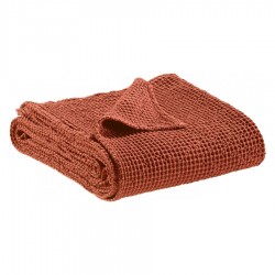 Jeté de lit MAIA de Vivaraise IVOIRE coton gaufré façon nid d'abeille