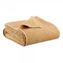 Jeté de lit MAIA de Vivaraise IVOIRE coton gaufré façon nid d'abeille